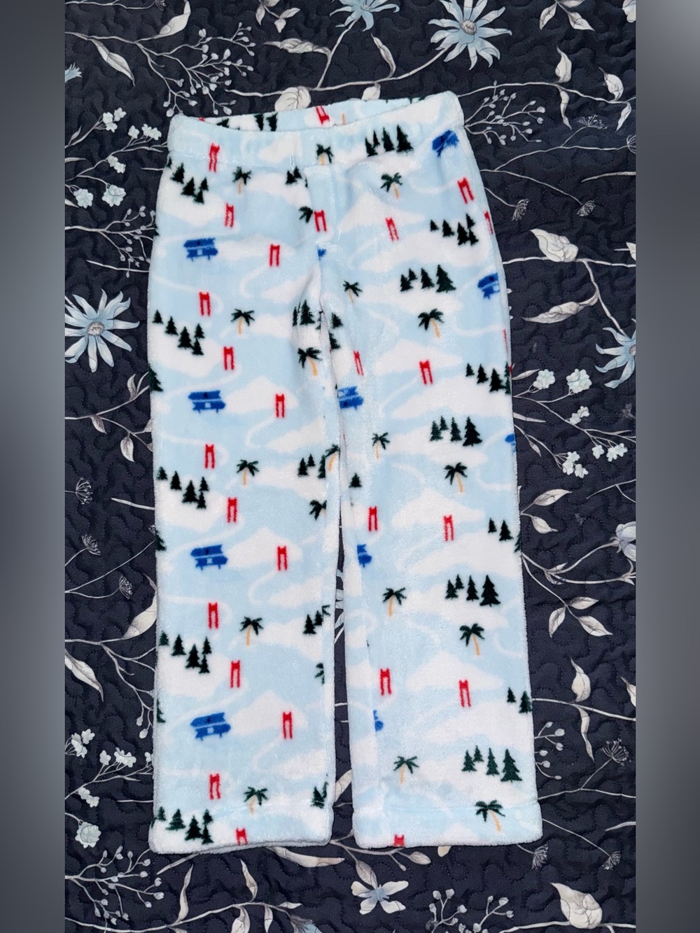 Vineyard Vines Light Blue Fleece Pajama Pants with Red, Blue & Black Prints